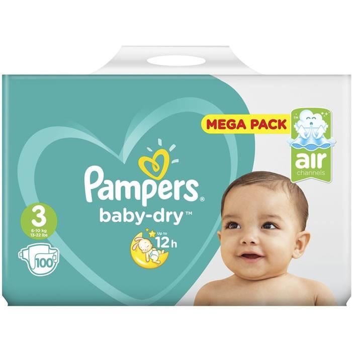 Couches Pampers BabyDry Taille 3 (59 kg) 100 couches Cdiscount Puériculture & Eveil bébé