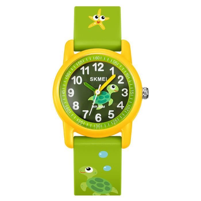 SHARPHY Montre enfant garçons filles quartz mignon mode tortue vert bracelet en silicone étanche cadeau pour enfants