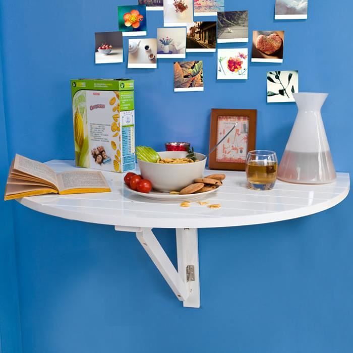 sobuy® fwt10-w table murale rabattable table de cuisine pliable demi-ronde blanc