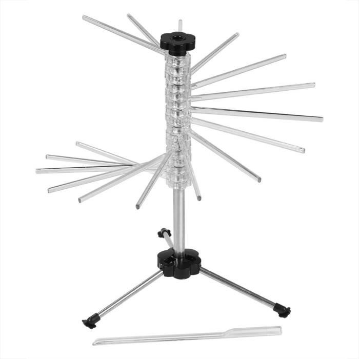 Séchoir à Pâtes Fraîches En Bois - 49.5x49.5x44 Cm, Pliable, Avec 9 Tiges Amovibles - Pour Spaghetti, Nouilles, Lasagnes - Gain De Place, Rangement Facile