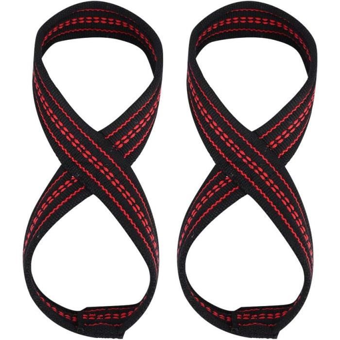 Sangles D'haltérophilie Stellman - Deadlift/Powerlifting - Lot De 2 - Noir/rouge