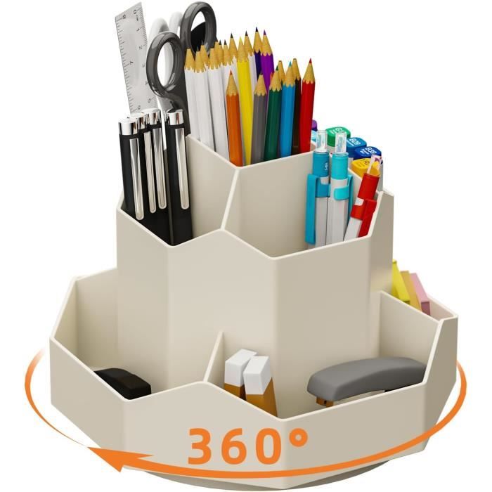 Porte-Crayons Rotatif 360° En Bambou CYEER - Pour Crayons, Marqueurs, Pinceaux