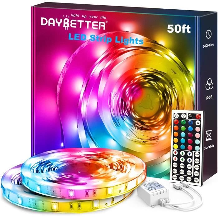 LED Chambre 15M(2x7.5M) Ruban LED Multicolore Bande LED 5050 RGB Lumiere Led,avec  Télécommande,pour Noël-Maison-Chambre-Cuisine - Cdiscount Maison