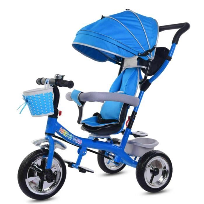Tricycle Bebe Evolutif 4 En 1 Tricycle Enfant Avec Barre De Poussee Et De Maintien Avec Fonction De Direction Bleu Prix Pas Cher Cdiscount