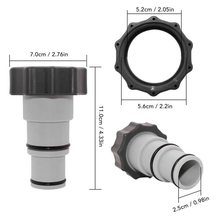 Adaptateur Tuyau Piscine 50 Mm - Compatible Tuyaux 32/38 Mm | Raccord ABS Pour Pompe 800W | Kit 1, 2 Ou 3 Pièces