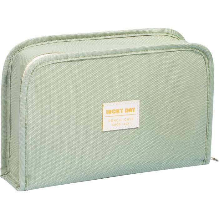 Trousse Scolaire MEISO Grande Capacité - 4 Compartiments, 21x8x12cm, Tissu+PVC, Organisation Stylos/Maquillage (Rose)