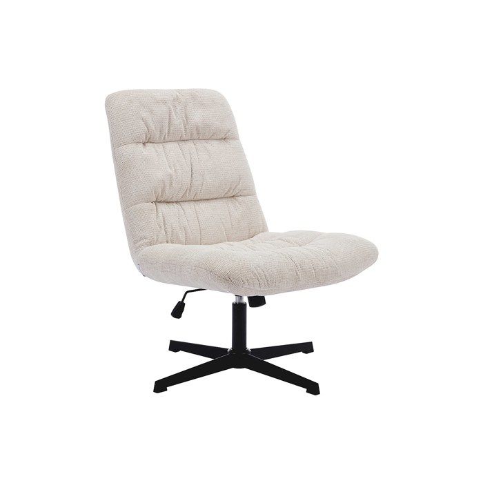 Fauteuil pivotant en tissu chiné beige SELENDO Fauteuil pivotant en tissu chiné beige SELENDO