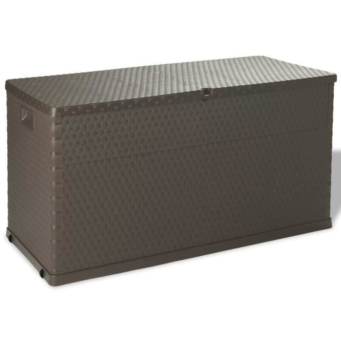 "top" boîte de stockage de jardin - coffre de jardin d'extérieur jili marron 120x56x63 cm pp rotin,11,1 kg