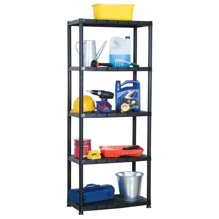 Étagère de rangement - VIDAXL - 5 niveaux - Noir - 71x38x170 cm - Plastique