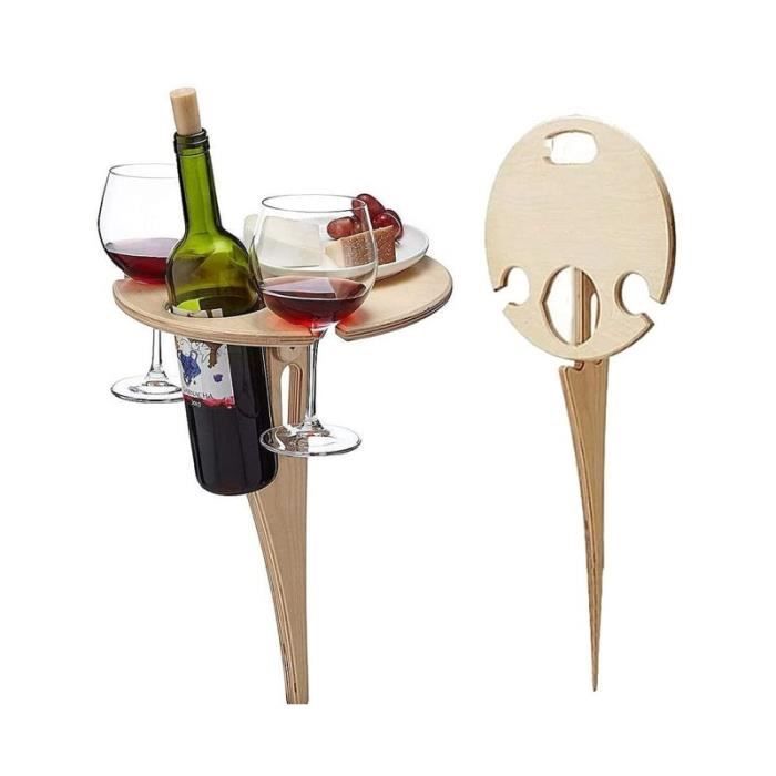 Fdit Table à vin en bois Table à vin pliante Mini support de support de