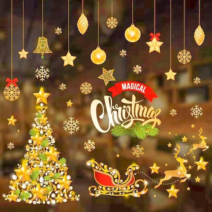 251 Autocollants Fenêtre Noël – Flocons, Rennes, Sapins – PVC électrostatique Réutilisable – Décoration Facile