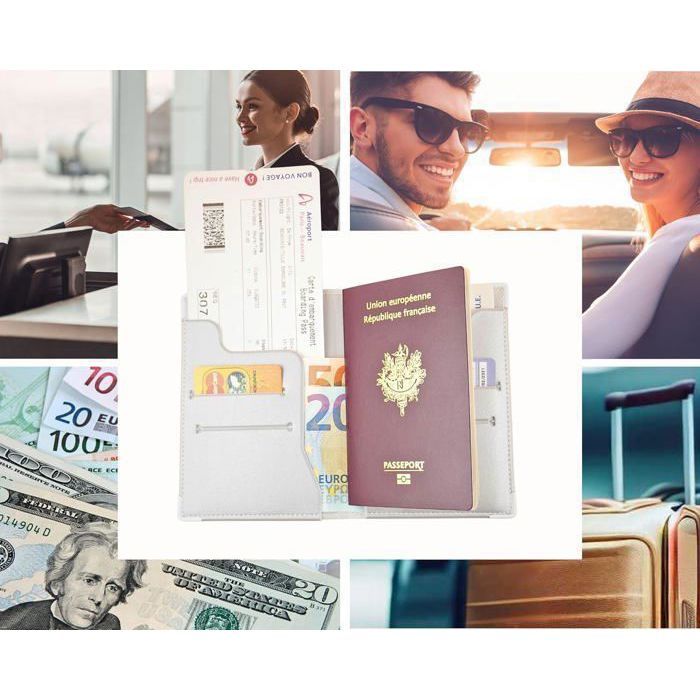 Pochette Passeport Anti-RFID Portefeuille De Voyage Pour Passeport, Porte- carte De Crédit Pochette Passeport Famille