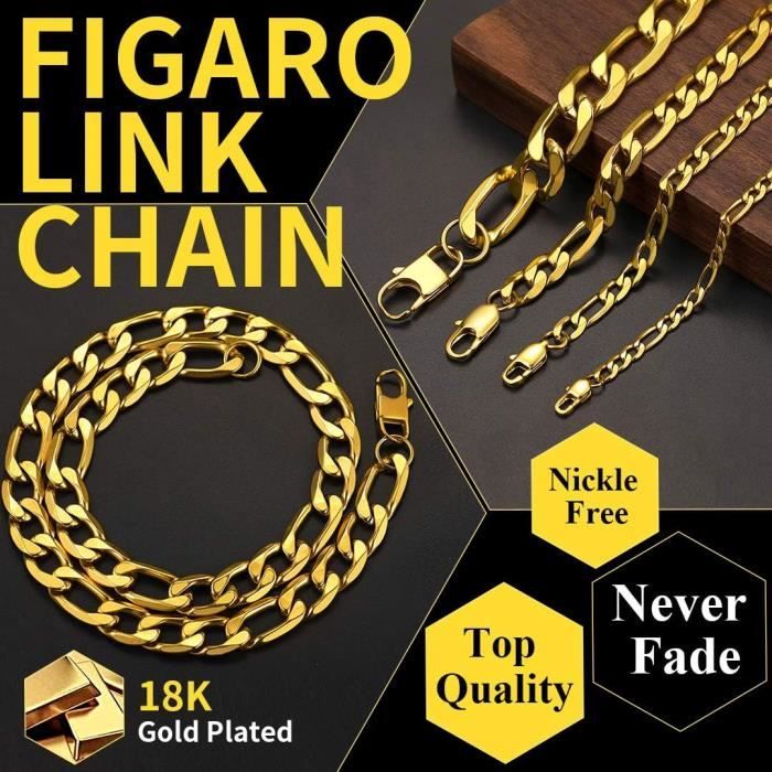 Collier Chaine Acier Inoxydable Maille Spiga Blé Lien Wheat 3mm/6mm