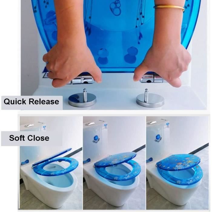 Siège De Toilette Abattant De WC En Résine Pailletée, Housse De Siège De Toilette Ronde Ovale, Installation Et Nettoyage Faciles, Siège De Toilette à Fermeture Douce (or, Argent, Noir, Rose), Rose (C