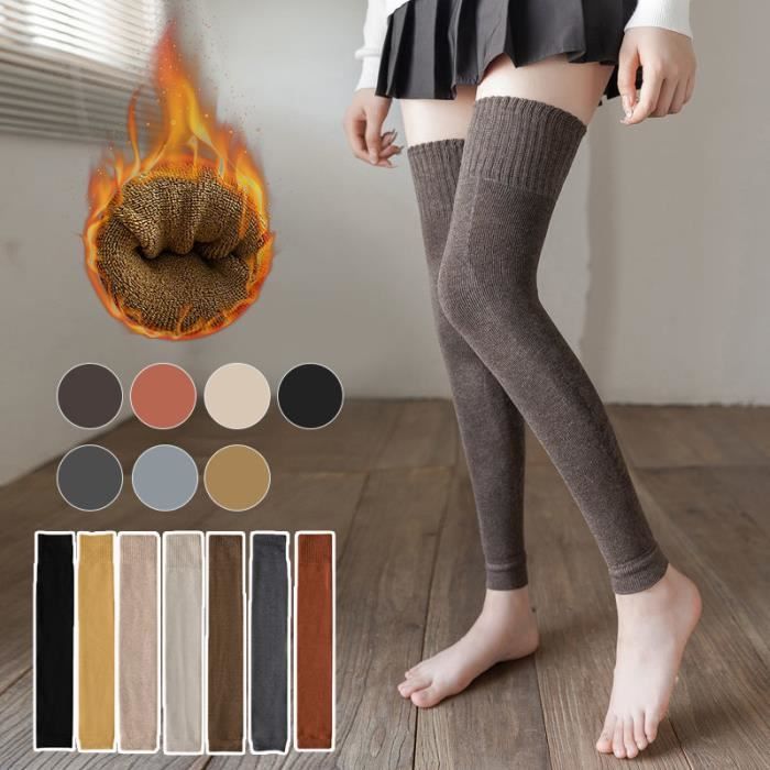 Leggings Chauds En Laine Tricot e Pour Femme Chaussettes Longues