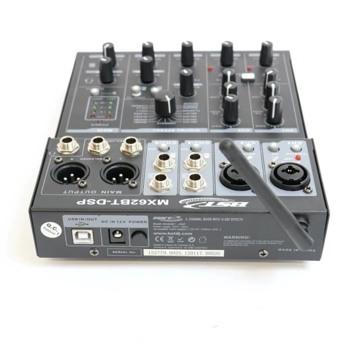 HURRISE table de mixage Bluetooth Table de mixage DJ professionnelle 6  canaux Bluetooth DSP carte de mixage sonore