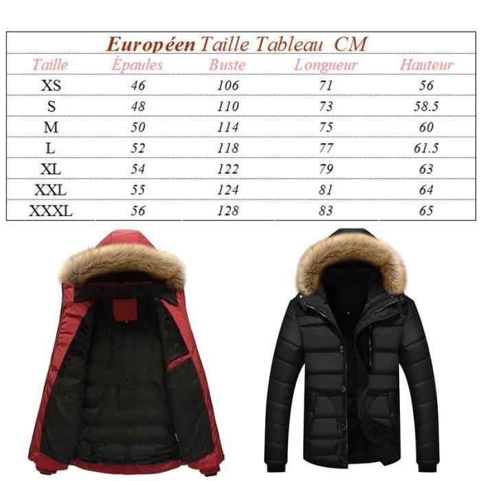 Parka Homme a capuche XXXL Veste col de fourrure Kaki Homme Adulte