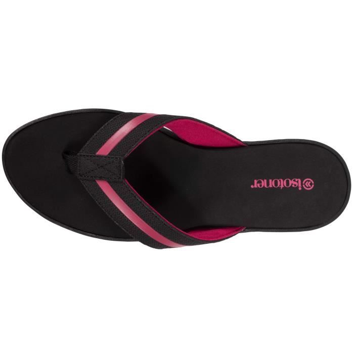 Tongs sport confort noir Isotoner Femme Legeres et bi colores 100 Synthetique Cdiscount Sport