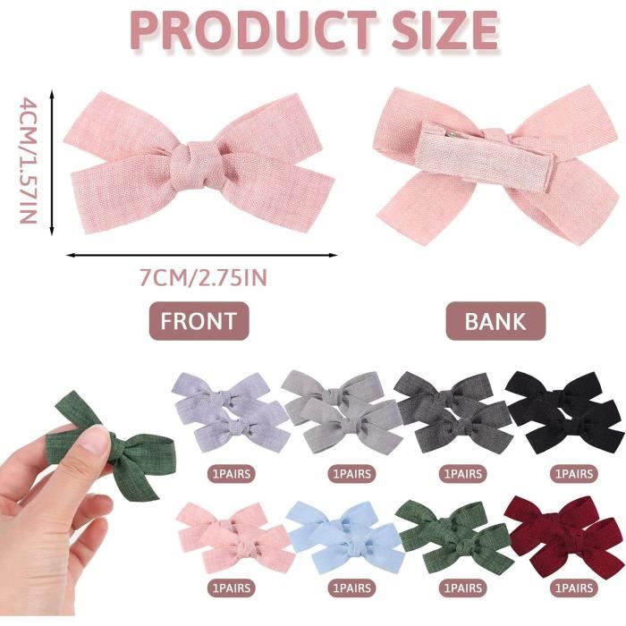16 Petits Nœuds Pour Cheveux De 2 Pouces, Ensemble De 8 Paires, Accessoire Cheveux Fille