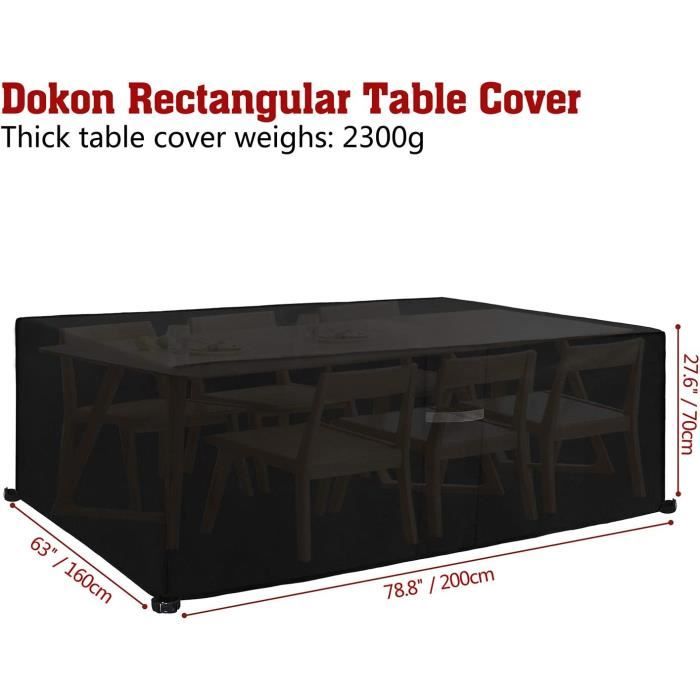 Housse De Protection Table Jardin Ronde Dokon 128x71cm - Tissu Oxford 420D Imperméable Anti-UV