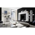 Ensemble de meubles de salon - PRICE FACTORY - KALO - Blanc laqué et gris effet béton - 2 portes et 4 étagères-2