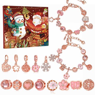 Calendrier De L'Avent Bracelet DIY 2025 - 24 Surprises Bijoux Pour Fille/femme - Kit Perles Et Bracelets Ajustables