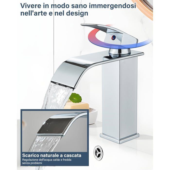 GAVAER Robinet Cascade Pour Lavabo Salle De Bain – Design Moderne Et Élégant, Fini Chromé, Débit En Cascade