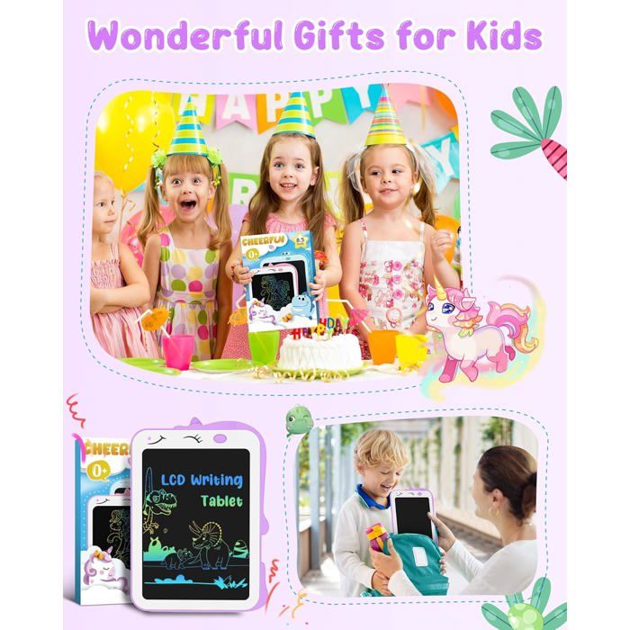 PINKCAT Tablette Magique LCD 12 Pouces – Jouet Dessin Enfant 1 à 6 Ans, Ardoise Électronique Effaçable, Cadeau Fille Garçon Coloré & Éducatif