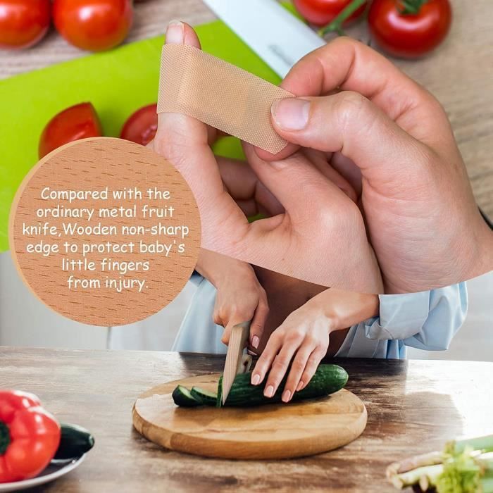 Montessori Couteau de cuisine en bois pour enfants,Couteau en bois pour  enfants pour la Cuisine, Couteaux Sécurisés pour les Enfants - Cdiscount  Maison