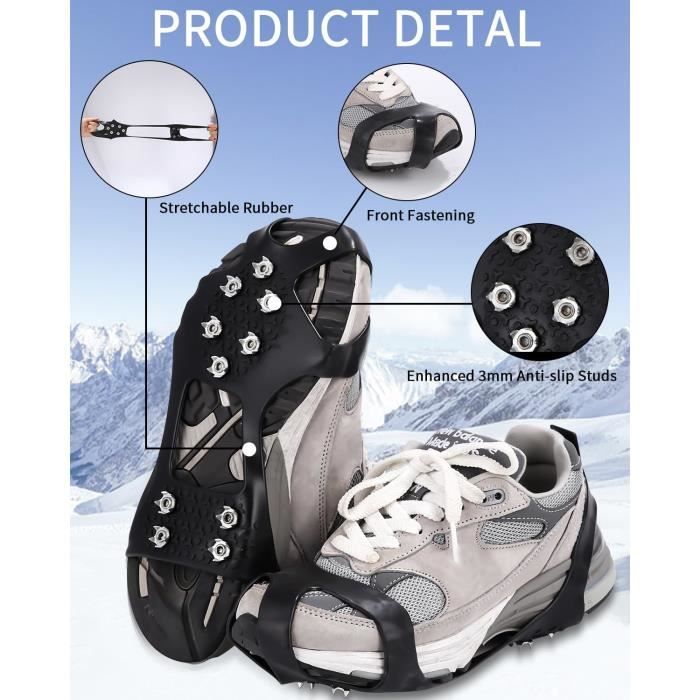 1 Paire Crampons Pointes Crampons Antidérapants Chaussures Anti-Slip  Crampons de Neige Unisexe avec 10 Clous à Neige Grips, S - Cdiscount Sport