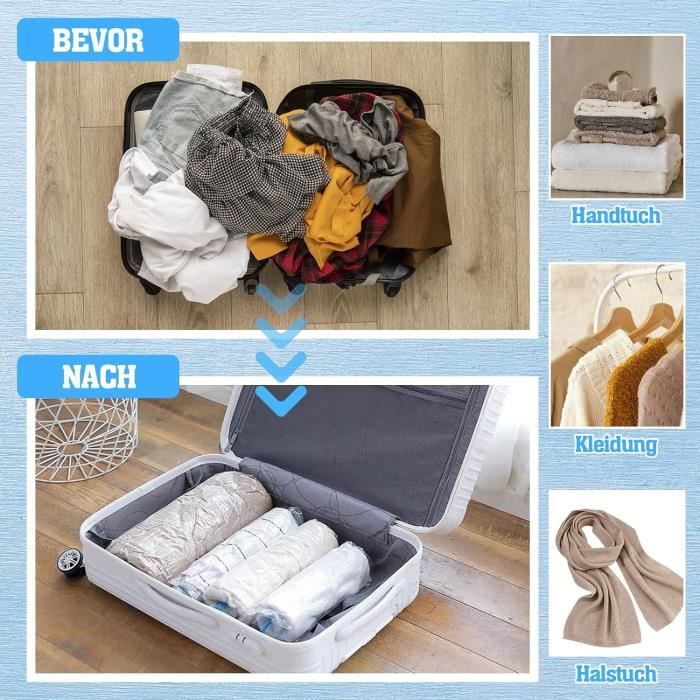 Lot De 8 Sacs Sous Vide Pour Vêtements De Voyage, Réutilisables, Avec  Étiquettes, Sacs De Compression De Voyage À Rouler, Sa[u1377] - Cdiscount  Maison