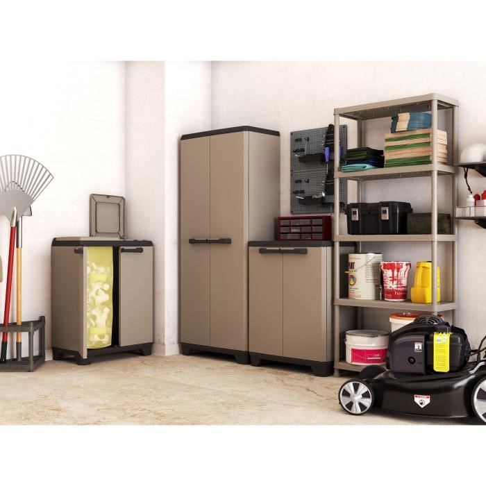 Armoire haute KETER Gris/Noir 3 étagères ajustables Matière recyclée Cdiscount