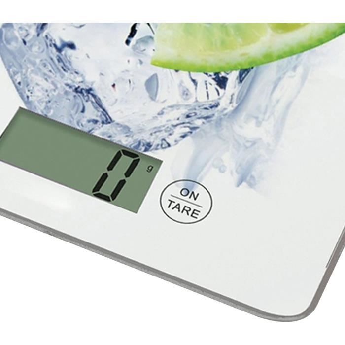 Balance De Cuisine Numérique 5 Kg Avec Décor Citron - Plateau En Verre, écran Digital - Précise Et Ludique Pour Peser Les Ingrédients