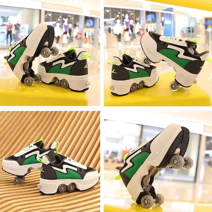 Chaussures à roulettes Roller Skates - Vert - Enfant - Cuir - Automatique  Rétractable