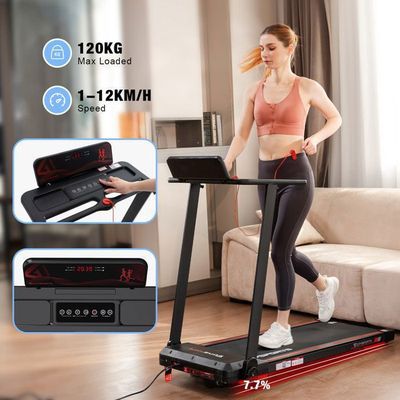 Tapis De Course Pliable 2 En 1 CITYSPORTS - 1 à 12 Km/h, Moteur 1400W, Double écran, Sous Bureau