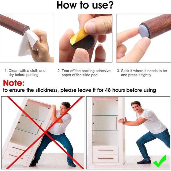 24 Pièces Patins Pour Meubles Teflon Auto-adhésifs 20 Mm Patins Glisseurs Pour Meubles De Protection De Sol 12 Carré Und 12 Rond - Bricolage