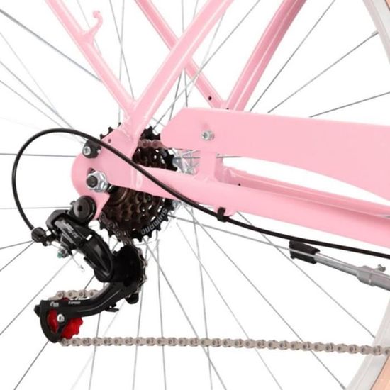 Velo de ville femme LEGRAND Lille 2 D rose gris brillant 17 pouces 6 vitesses V brake Cdiscount Sport