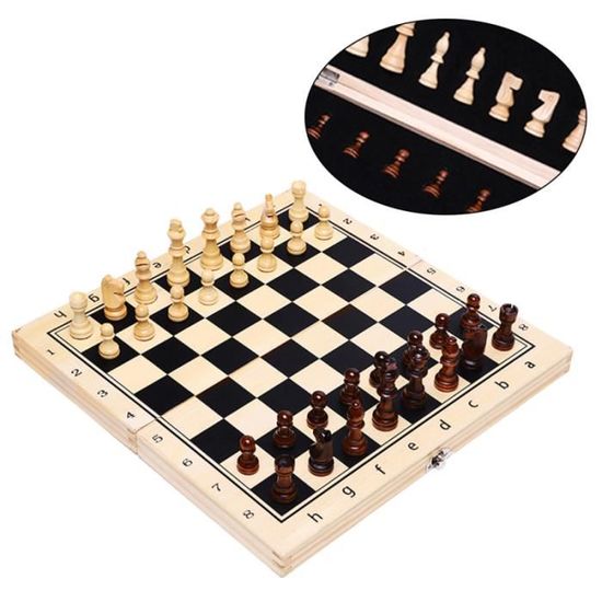 Grand jeu d'échecs en bois ensemble pliable échiquier magnétique pièces maison bois Board Jouet/ 