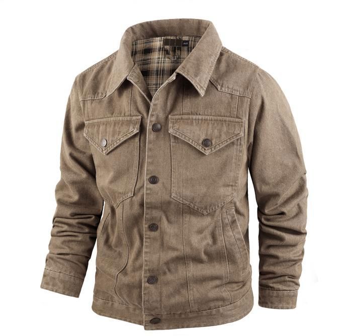 ECELEN Veste décontractée en flanelle à carreaux style western pour homme,  grande taille, États-Unis-marron