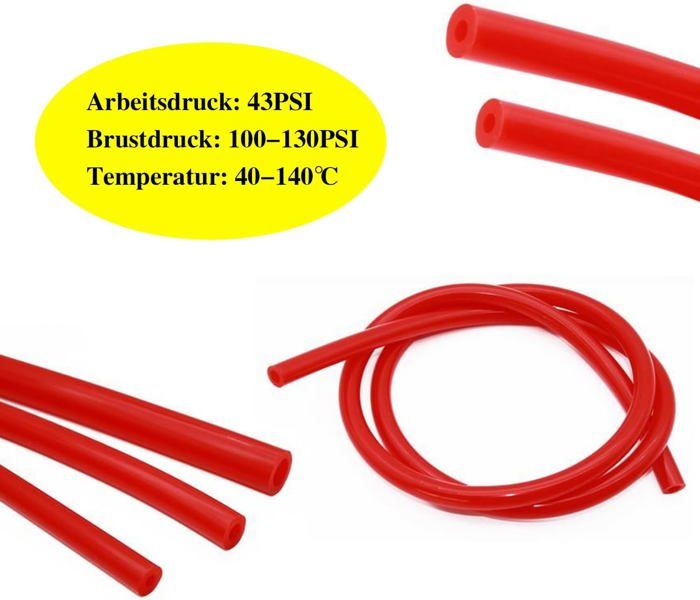 Tuyau En Silicone Souple Haute Température - Dimensions 8mm Intérieur / 10mm Extérieur - Longueur 2 Mètres - Résiste De -60°C à +200°C