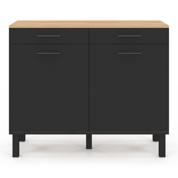 Buffet Bas Casserolier De Cuisine 120 Cm Cina Plan De Travail H.83 Cm 1