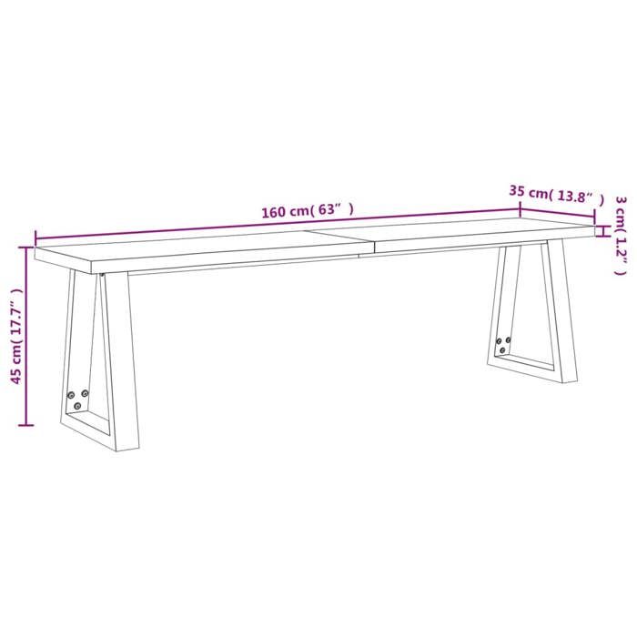 BEST-HOME Banc avec bord vivant 160 cm bois d'acacia massif,1parcel2872