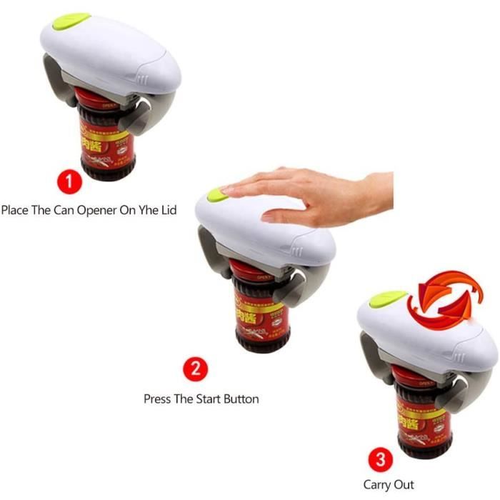 Ouvre-bocal électrique Automatique – Ouvre Les Bocaux Et Bouteilles En Un Clic, Sans Effort – Idéal Pour Arthrite, Cuisine, 2 Piles AA