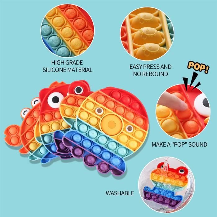 2 Pop It Anti-stress - Jouet Sensoriel - Silicone Sans BPA - Pour Enfants Et Adultes