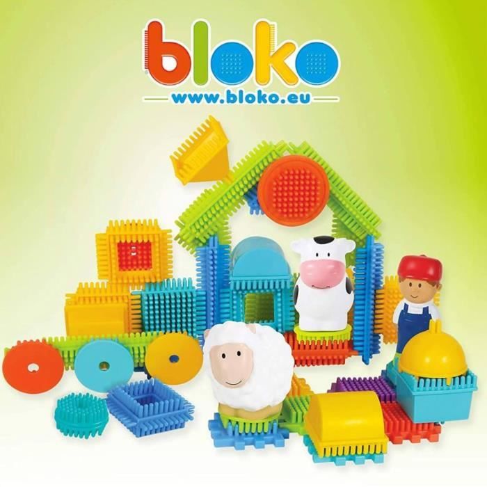 BLOKO – coffret de 100 bIoko avec 4 figurines 3D famille + 1 boite clipo -  bloko - 18 mois