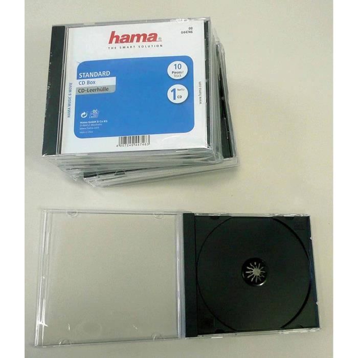 Hama Boîtier standard double (pour CD et disques Blu-Ray, Étui protecteur  pour CD, paquet de 5) Noir/Transparent