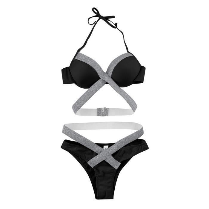 Bikini 2 Pièces Femme - Taille Haute Et Coupe Sport - Couleur Unie Et Style Sexy - Maillot De Bain Panozon