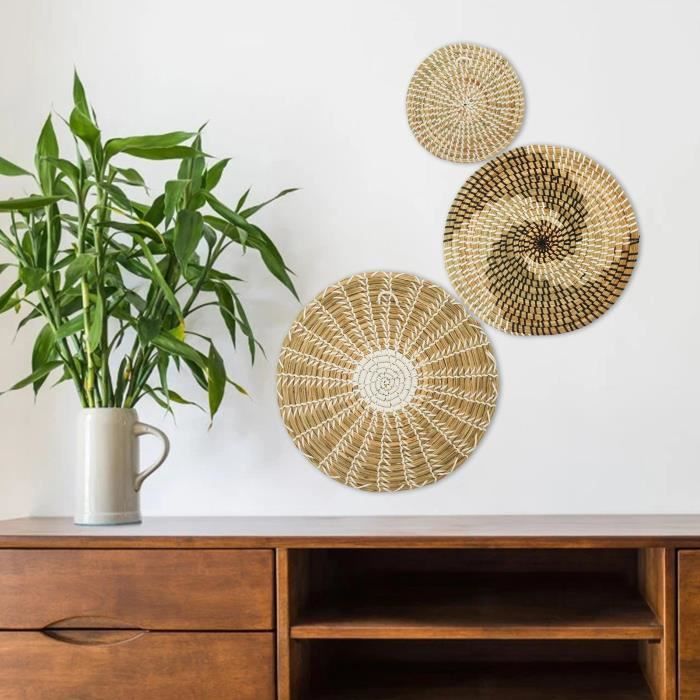 Lot De 11 Paniers Muraux Tissés - Décoration Rustique - 8 Tailles Différentes - Style Artisanat