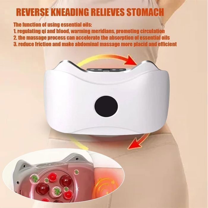 Masseur Abdominal Électrique RUICUBEI - Ceinture De Massage Ventral Avec 7 Aimants, Chaleur Et 3 Vitesses, Soulagement Profond Pour Ventre, Dos Et Cou