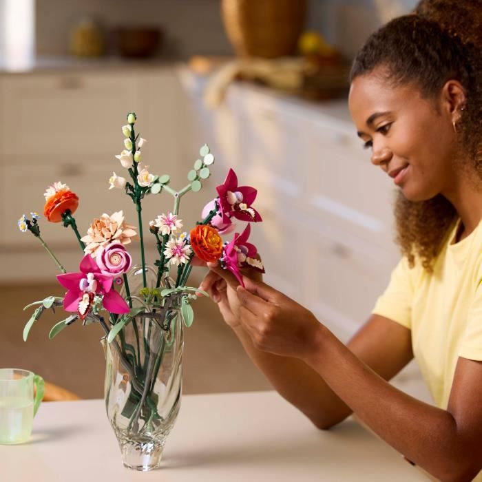 Jeu Construction Adulte Enfant Bouquet De Roses Artificielles En Blocs De Construction - Kit Créatif Adulte Et Enfant - Cadeau Femme Originale Kit Créatif Adulte Roses